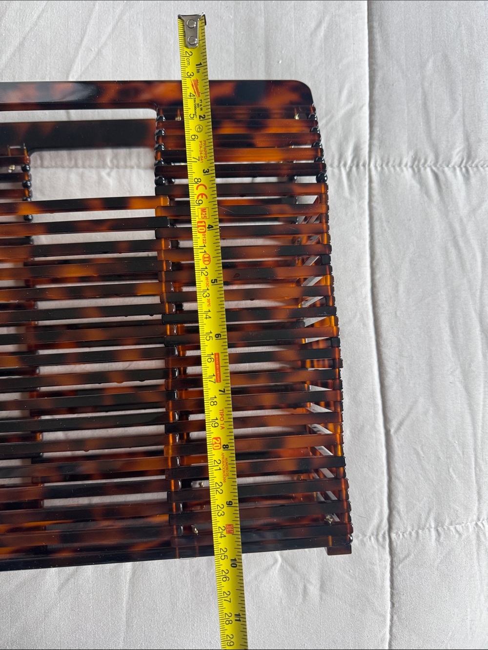 Acrylic Tortoiseshell Slatted Tote Bag - Brown Pattern - Picture 3 of 4